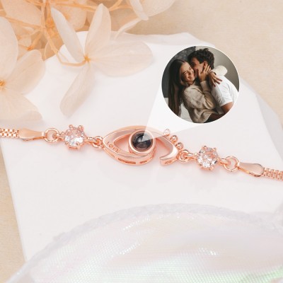 Custom Photo Projection Bracelet For Couple Soulmate Valentine's Day Gift Ideas