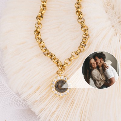 Custom Photo Projection Charm Necklace For Couple Valentine's Day Gift Ideas