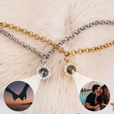 Custom Photo Projection Charm Necklace For Couple Valentine's Day Gift Ideas