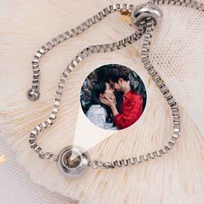 Custom Photo Projection Charm Bracelet For Couple Soulmate Valentine's Day Gift Ideas