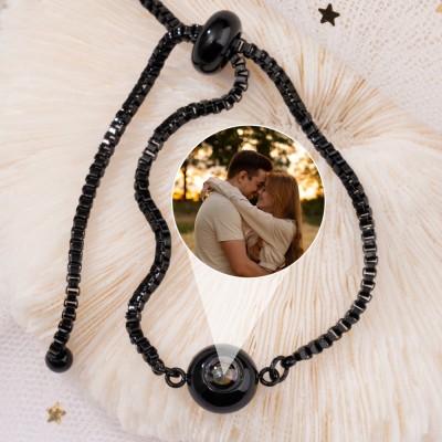 Custom Photo Projection Charm Bracelet For Couple Soulmate Valentine's Day Gift Ideas