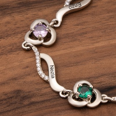 Custom Name Birthstone Bracelets For Mother's Day Christmas Gift Ideas