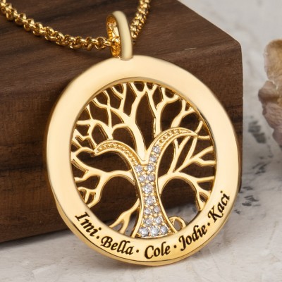 Personalized Family Tree of Life Necklaces For Christmas Mother's Day