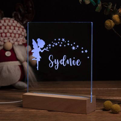 Personalized Flower Fairy Night Light With Name 7 Colors For Kids Bedroom Decor Children's Day