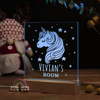 Personalized Unicorn Night Light With Name 7 Colors For Kids Bedroom Decor Children's Day