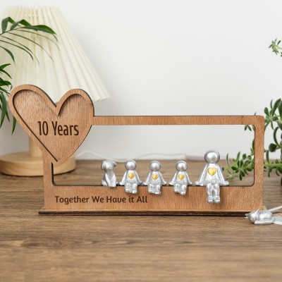 10 Years Our Little Family Personalized Sculpture Figurines 10th Anniversary Christmas Day Gift Ideas