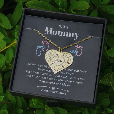 Personalized Heart Puzzle 1-12 Names Necklace To My Mom Gift