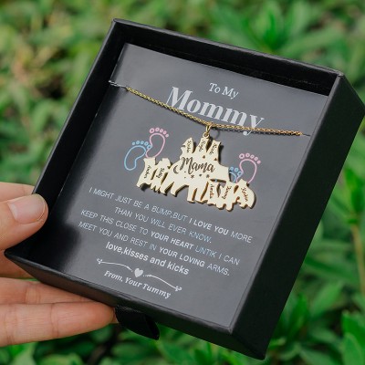 Personalized Mama Bear Necklace 1-8 Names To My Mom Gift