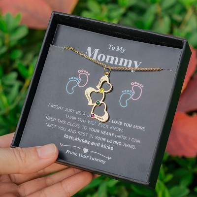 Personalized Family Name Heart Necklace To My Mom Gift