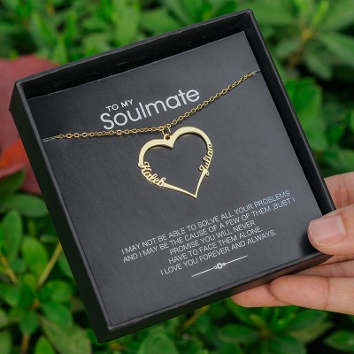 Personalized Heart Couple Names Necklaces To My Soulmate