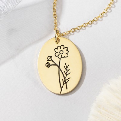 Custom Birth Flower Necklaces For Her October Cosmos