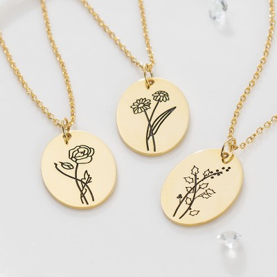 Custom Birth Flower Necklaces For Her April Daisy