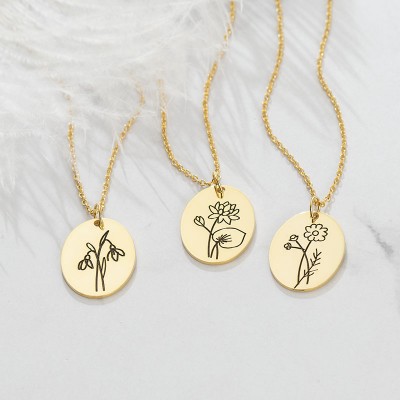 Custom Birth Flower Necklaces For Her July Water Lily