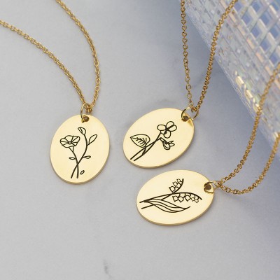 Custom Birth Flower Necklaces For Her May Lily of the valley