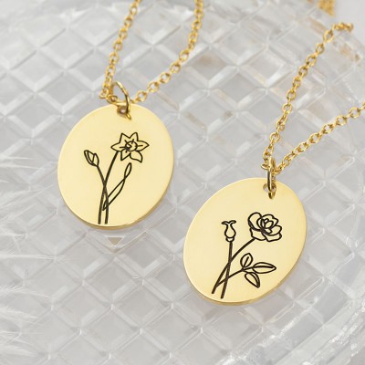 Custom Birth Flower Necklaces For Her March Daffodil