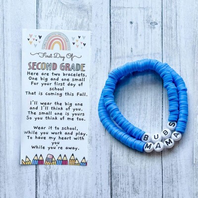 Custom Back to School Bracelet First Day of Second Grade Kids Gift for Mommy and Me
