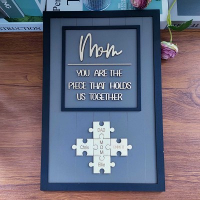 Personalized Mom Puzzle Wood Sign Wall Art Home Decor For Mother's Day Gift Ideas