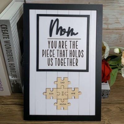 Personalized Mom Puzzle Wood Sign Wall Art Home Decor For Mother's Day Gift Ideas