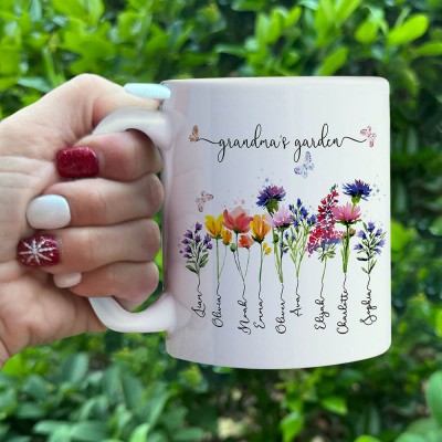 Personalized Grandma's Garden Mug Birth Month Flower With Grandchildren Name Gift Ideas For Mother's Day