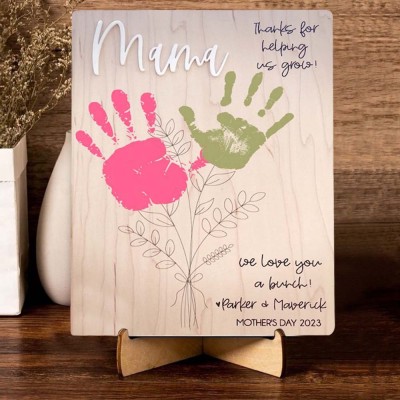 Personalized DIY Flower Handprint Art Craft Sign For Mother's Day Christmas