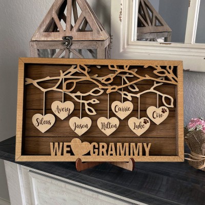 Custom Family Tree Wood Sign With Name Engraved Home Decor Mother's Day Christmas Gift Ideas 