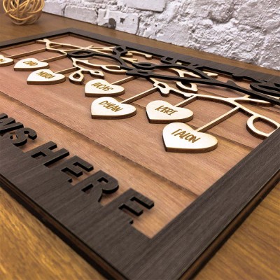 Family Tree Wood Sign Personalized Name Engraved Home Wall Decor Christmas Gift