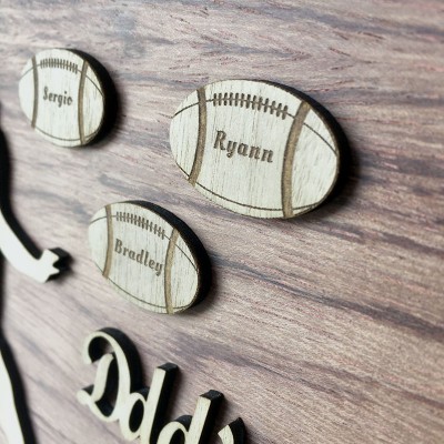 Personalized Football Plaque With 1-8 Names Engraved Father's Day Gift