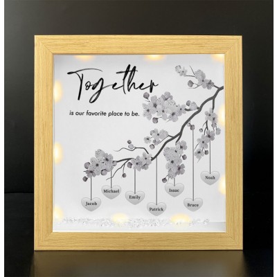 Together is Our Favorite Place to be Personalized Family Tree Name Black Frame Home Decor