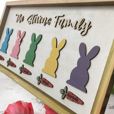 Easter Peeps Sign Personalized Engraved Name Wooden Bunny Home Decor Grandpa Grandma Gift