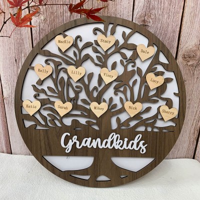 Personalized Family Heart Tree Name Engraved Sign Home Decor Christmas Gift