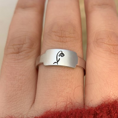 Personalized Family Birth Flower Month Ring Gift For Her