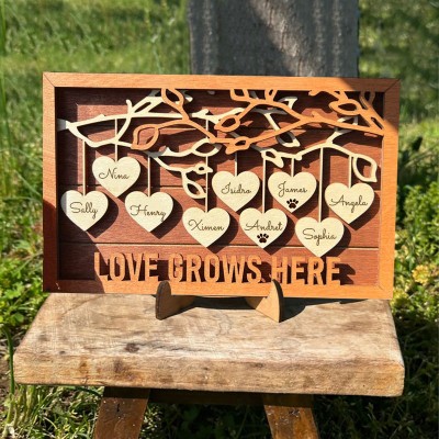 Custom Family Tree Wood Sign With Name Engraved Home Decor Christmas Gift Ideas Love Grows Here