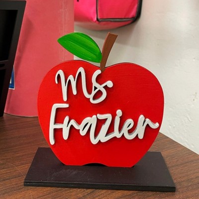 Personalized Teacher Name Wood Apple Sign Back to School Office Decor Christmas Gift