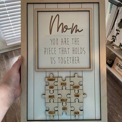 Personalized Mom You Are The Piece That Holds Us Together 1-20 Puzzles Pieces Name Sign Wall Decor For Mother's Day