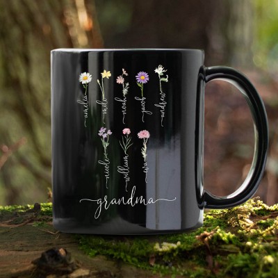 Grandma's Garden Mug Personalized Birth Month Flower With Name For Mother's Christmas Day