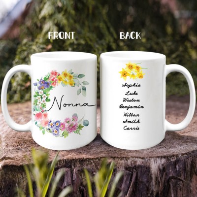 Mom's Garden Mug Custom Birth Month Flower Gift Ideas For Mother's Day Christmas