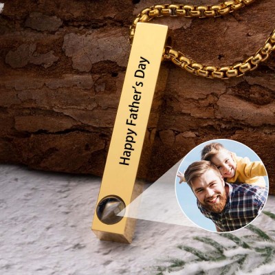 Custom Photo Projection Bar Necklace For Dad Father's Day Gift Ideas