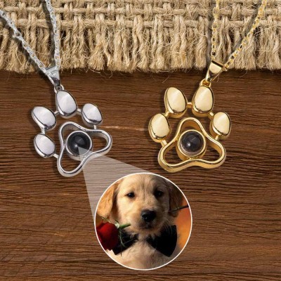 Personalized Memorial Photo Projection Charm Necklace For Pet