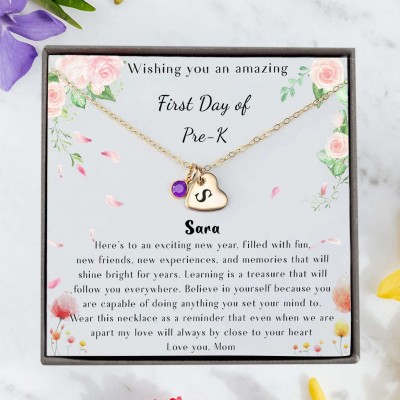 First Day of Pre-K Custom Back to School Necklace Gift Ideas For Kids