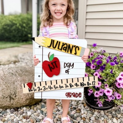 Personalized First/100th/Last Day of School Interchangeable Back to School Sign Prop For Kids Gift Ideas