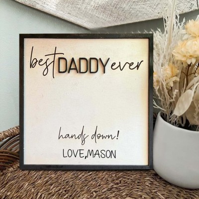 Personalized Best Dad Ever DIY Handprint Hands Down Frame For Father's Day