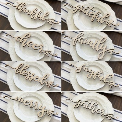 Thanksgiving Place Cards For Dining Table Decor Gather Words Sign