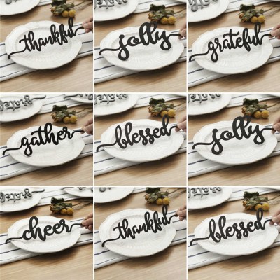 Set of 9 Thanksgiving Place Cards For Dining Table Decor Personalized Words Sign