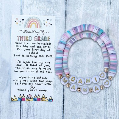 Custom Back to School Bracelet First Day of Third Grade Comfort Kids Gift for Mommy and Me