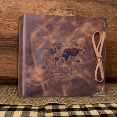 Our Adventure Book Personalized Leather Travel Photo Album For Valentine's Day Anniversary Gift Ideas