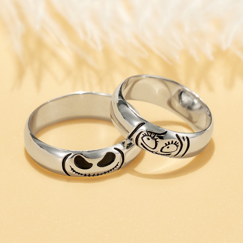 Personalized Lovely Jack Skellington And Sally Couple S Band Set Rings Rosefeels